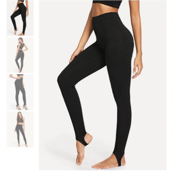 Black Leggings With Foot Strap 